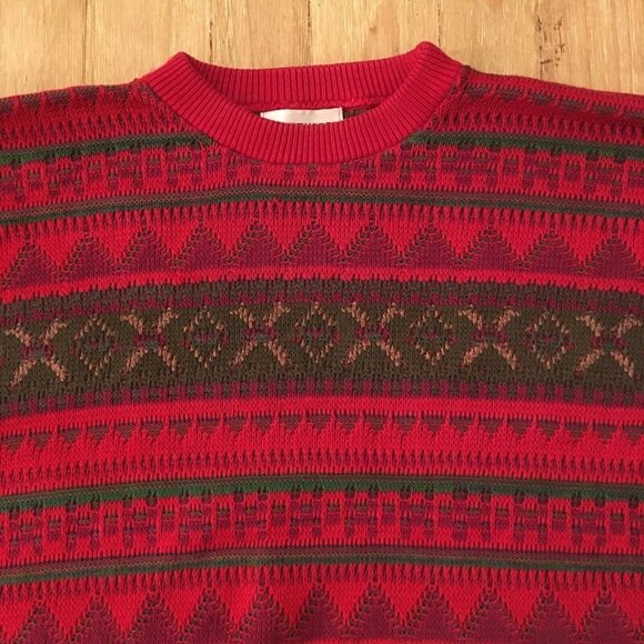 Eric Rhodes Mens Pullover Red Crewneck Sweater Vintage Size Medium USA - Picture 2 of 5